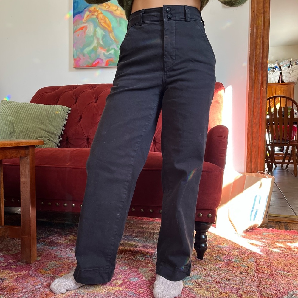 Everlane organic wide leg pants 00 black